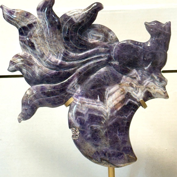 “Dream Amethyst Nine Tail Fox . 11” w/Stand 7” across
